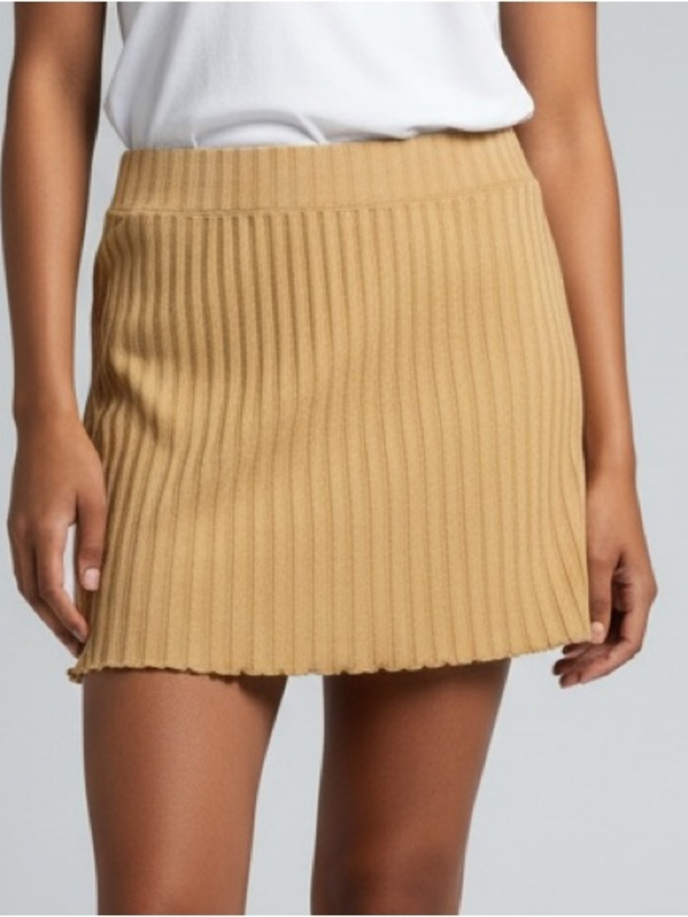 Aerie Offline Womenโs Ribbed Knit Mini Skirt - Camelo